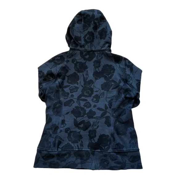 RARE: Lululemon Scuba Full Zip Hoodie Il Flat Inky Floral hHathered Blue Size 12 - Picture 7 of 10